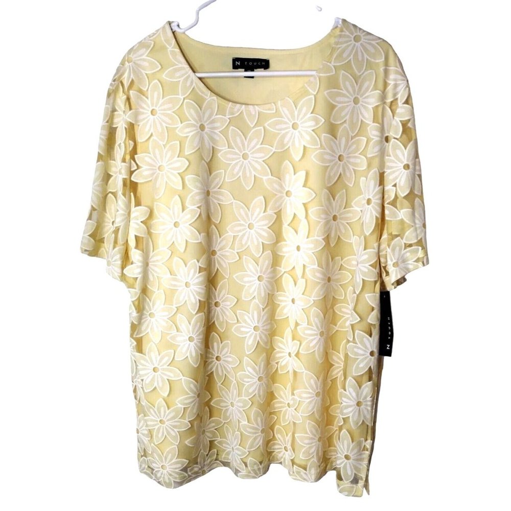 N Touch Blouse Womens 1x Floral Short Sleeve